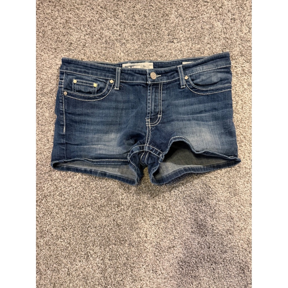 BKE Denim Shorts Womens 32 Blue Payton Low Rise Distressed Contrast Stitching